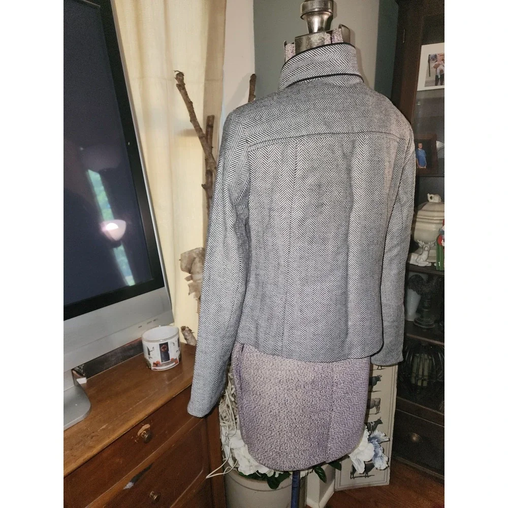 Banana Republic Women Gray Wool Herringbone Blazer sz 0 Petite, Old Money Work